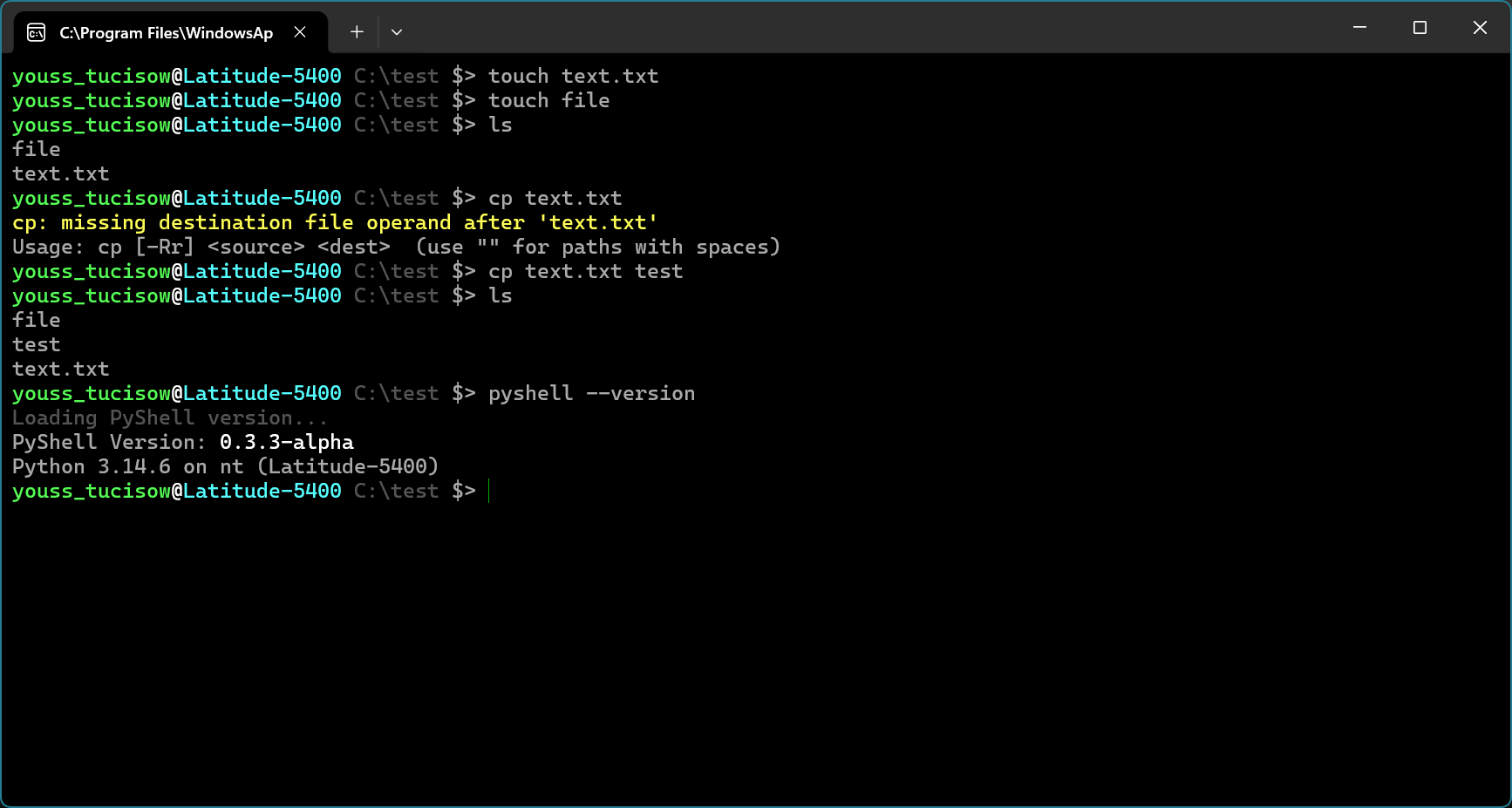Directory in PyShell